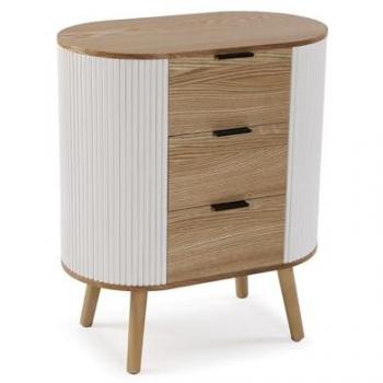 Cómoda Leiah 3 Cajones Estilo Escandinavo 70 x 60 x 35 cm, Color Blanco