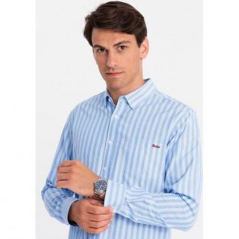 OMBRE Herren Langarmhemd gestreift in Blau