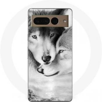 Funda Maniacase Pixel 7 Pro Lobo Blanco con Detalle Negro