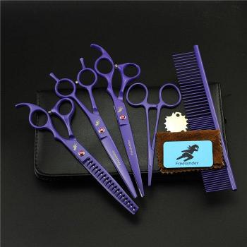 Kit de peluquería para mascotas con tijeras de 7 pulgadas y color violeta