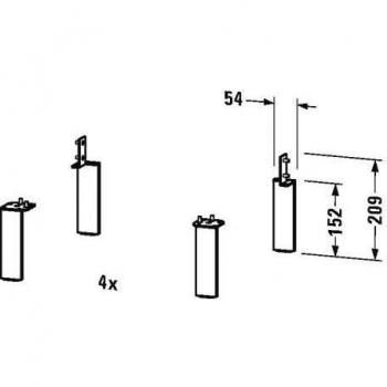 Duravit L-Cube Sockelfuss, Aluminium matt, 4 Stück, 70x65 mm