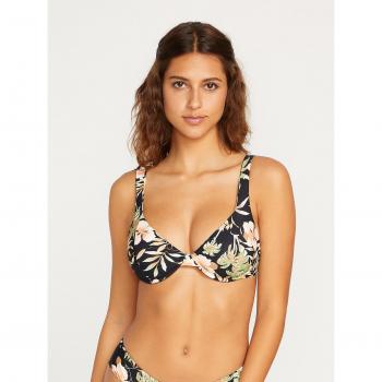Top de bikini Volcom ForThe Tide con anillos negros combo