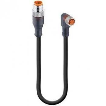 Belden 11753-1 M12 Actuator Connector, 2.00m, 3-Pin, Straight Plug to Right Angle Socket