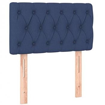 Cabecero con LED de tela azul 80x7x78/88 cm