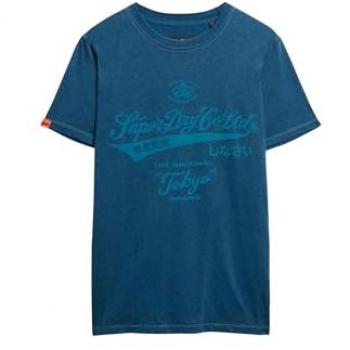 Superdry T-shirt Workwear azul XL lavado relajado