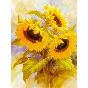 Runde Kreuzstich‑Sonnenblume‑Malerwerk – 20×30 cm