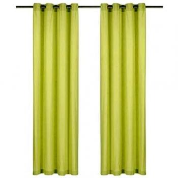 Grünes Vorhangset mit Ösen aus Baumwolle 140 x 225 cm