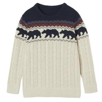 VERTBAUDET Pull Jacquard Gris Chiné à Torsades