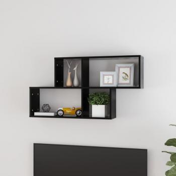 Estante De Pared Madera Contrachapada Negro 100x18x53 Cm