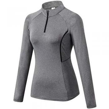 Sillictor Women’s Breathable Hiking & Cycling Long Sleeve Base Layer – 1/4 Zip