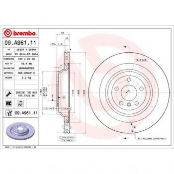 BREMBO Bremsscheibe hinten 09.A961.11, hochkarbonisiert