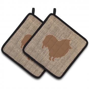 Caroline's Treasures Sheltie Faux Burlap & Brown Pot Holders BB1080-BL-BN-PTHD