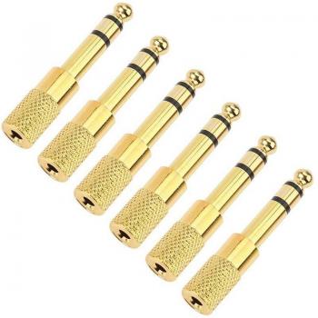 Gold 1/4 Inch Male to 1/8 Inch Female Headphone Jack Adapter, 6.35mm to 3.5mm, 6 Pack