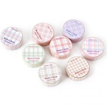Ruban washi adhésif tartan, 8 pièces, 15mm