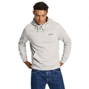 Hoodie 'SAM' mit Logo-Print, Hellgrau, Größe XXL