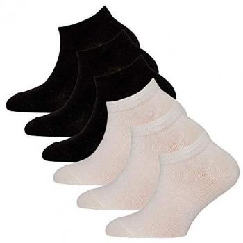 Baumwoll-Sneaker-Socken ESSENTIAL MIX 6er-Pack schwarz/weiß für Kinder