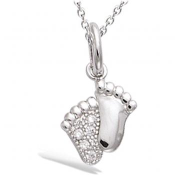 Ciondolo Argento 'Piedini' Bianco Rodiato 10x10 mm Les Trésors De Lily