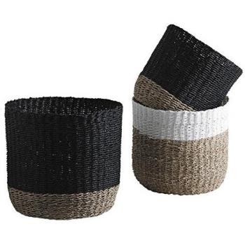 Cache-pot en jonc et corde décoratif