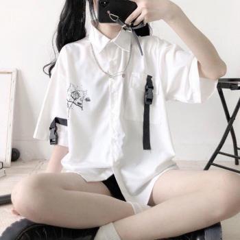 2022 Summer Contrast Floral Short Shirt for Small Students