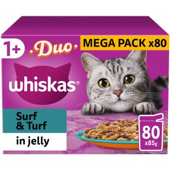 Whiskas 1+ Duo Surf & Turf Pouch Set – 85g each, 80 Count