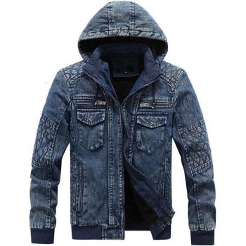 Azul oscuro: Chaqueta de Invierno con Capucha y Forro de Terciopelo