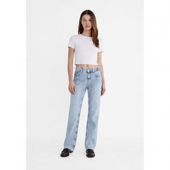 Stradivarius Slim-fit low-rise jeans in Dark blue denim