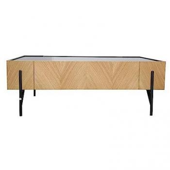Table basse en bois clair avec 2 grands tiroirs Sequoia