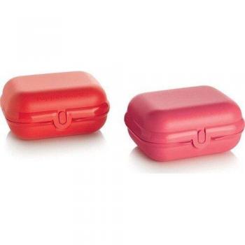 Juego de Cajas de Nutrición Tupperware Oyster 2 Piezas Rojo Rosa