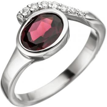JOBO Silberring Damen 925 Sterling Silber Granat Zirkonia Größe 54