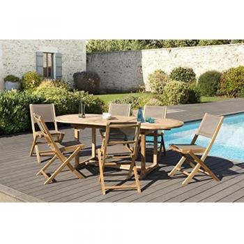 Table Ovale Extensible et Chaises en Textilène