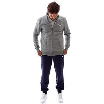 Puma Regular Fit Fleece Tracksuit Navy Grey Mens