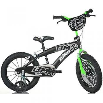 Bici BMX 16'' per Bambini con Colorazione Nero e Verde di Dino Bikes