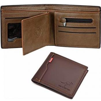 Minimalist RFID-Blocking Flip Wallet for Men – PU Leather, 6 Cards, 3 Bills, Coin Pocket, 2 IDs