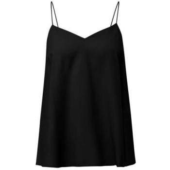 QS by s.Oliver Satin Bluse Schwarz V-Neck Damen