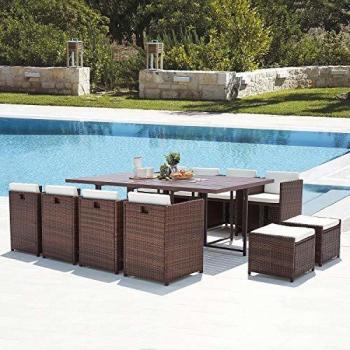 Salotto Da Giardino Concept U 12 Posti Castagna/Bianco