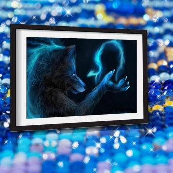 Diamond Wolf Art Canvas 20x30 cm
