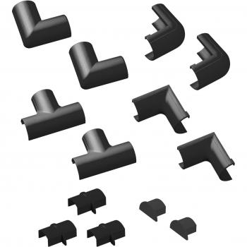 Canaleta Decorativa D-Line Negra 20x10 Semicircular