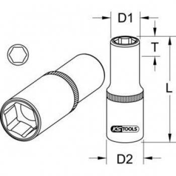 KS Tools 3/8 Sechskant-Stecknuss, lang, 19mm
