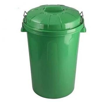 Cubo de basura 100 litros con tapa y asas de presión verde