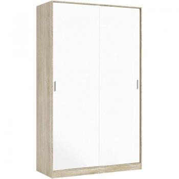 Armadio Dmora Adrenalin 2 ante – Mobile con 4 ripiani + barra appendiabiti (120x50h200) in Rovere/Bianco per dormitorio