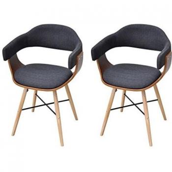 Piezas de sillas de comedor gris oscuro en madera plegada y tela