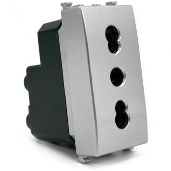 Presa Bivalente Grigia 10-16A 250V Compatibile Vimar Plana