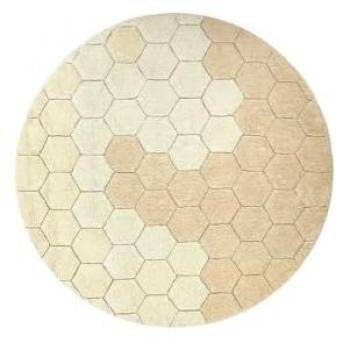 Tapis rond lavable nid d'abeille en coton doré Ø 140 cm