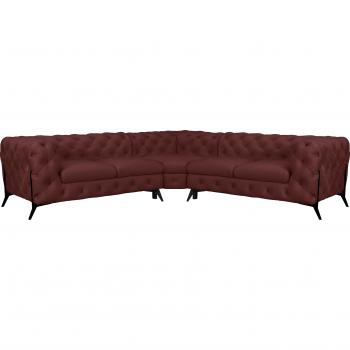 Leonique Chesterfield Sofa – Amaury L‑Form (Rosa), Breite/Tiefe je 262 cm, Fußfarbe auswählbar