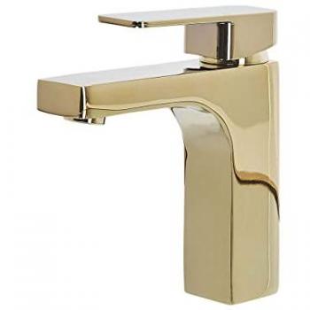 Rubinetto Monocomando per Lavabo in Metallo Dorato con Finitura Lucida Stile Moderno Irupu