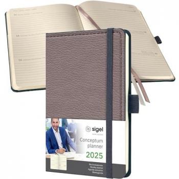 Calendario compacto Sigel Conceptum Diseño Casual 2025, A6, gris topo