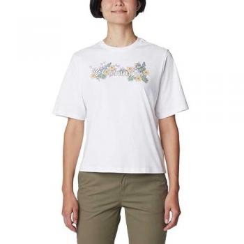 Columbia North Cascades Damen T-Shirt Relaxed Fit Kurzarm Weiß mit Blumen