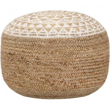 Repose-Pied Tabouret Blanc 45 x 30 cm Fait Main