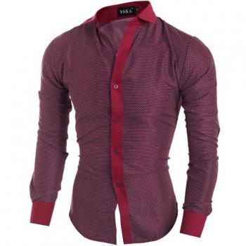 UK Stil Herren Freizeithemd mit Punkten M-2XL langarm