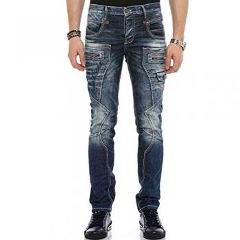 CIPO & BAXX Herren Jeans DENIM, Regular-Fit, Größe 36, Länge 34, mit Kontrastnähten
